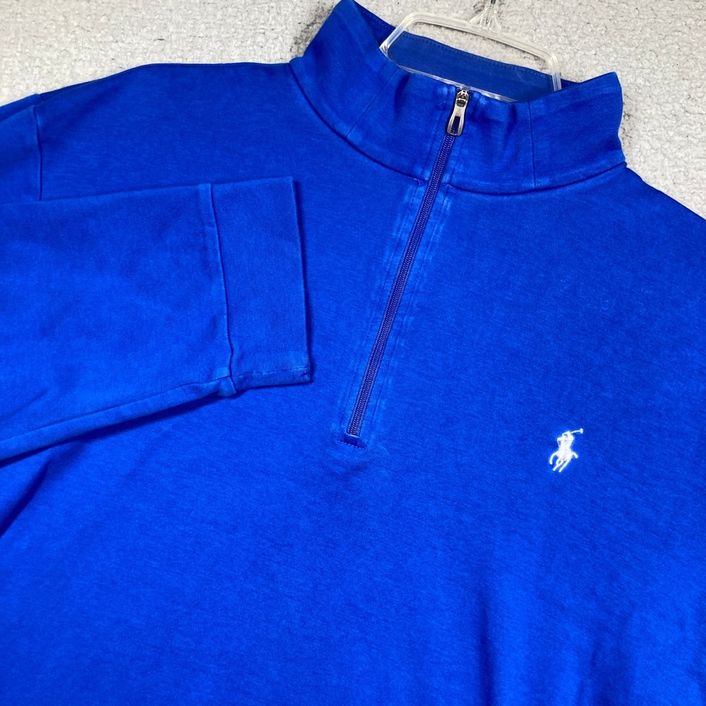 Polo Ralph Lauren 1/4 Zip Shirt Men XL Royal Blue Pima Cotton Pullover Logo FLAW